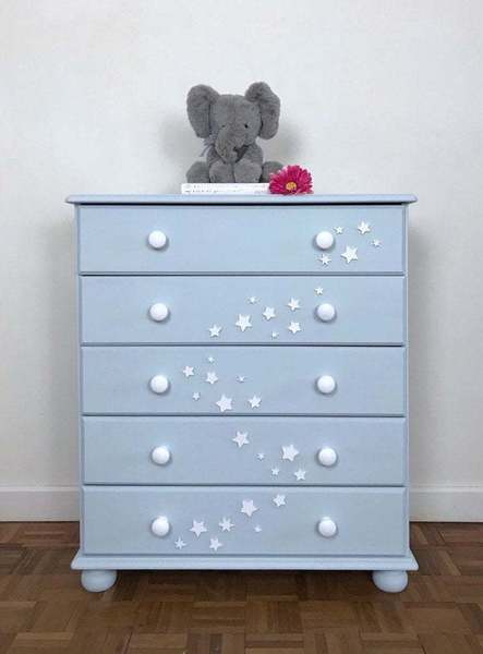 Light Blue Children S Chest Of Drawers With Wooden Star Motif