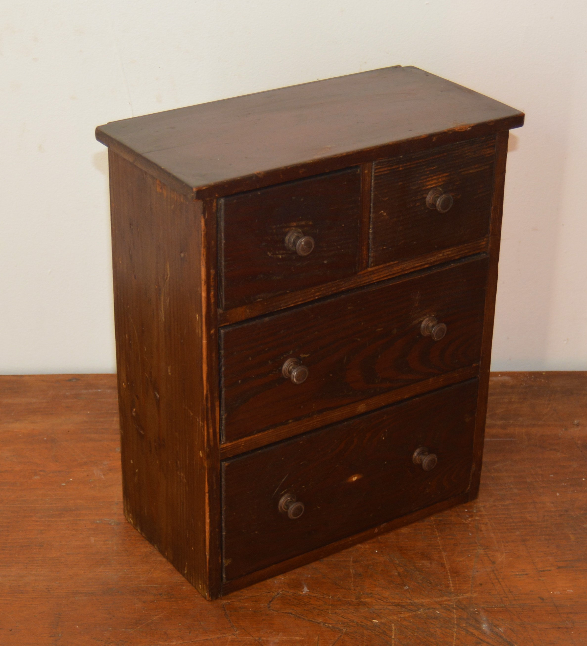 1940s Five Draw Pine Cabinet Drawer Wooden Desk Industrial