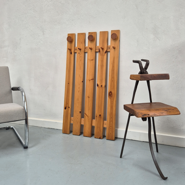 1970's Brutalist Pine Coat Hooks: Mid Century Modernist Perriand