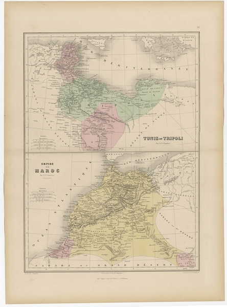 Antique Map Of Tunis And Tripoli By Migeon (1880)