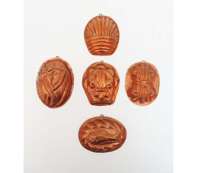 5 Vintage Copper Mold Tin Mold Small Molds Cake Pan Mold Country