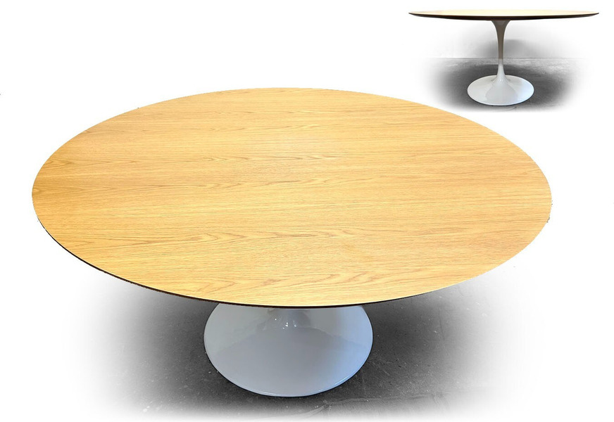 Retro Vintage 6/8 Seater Oak Tulip Table Eero Saarinen Rudi