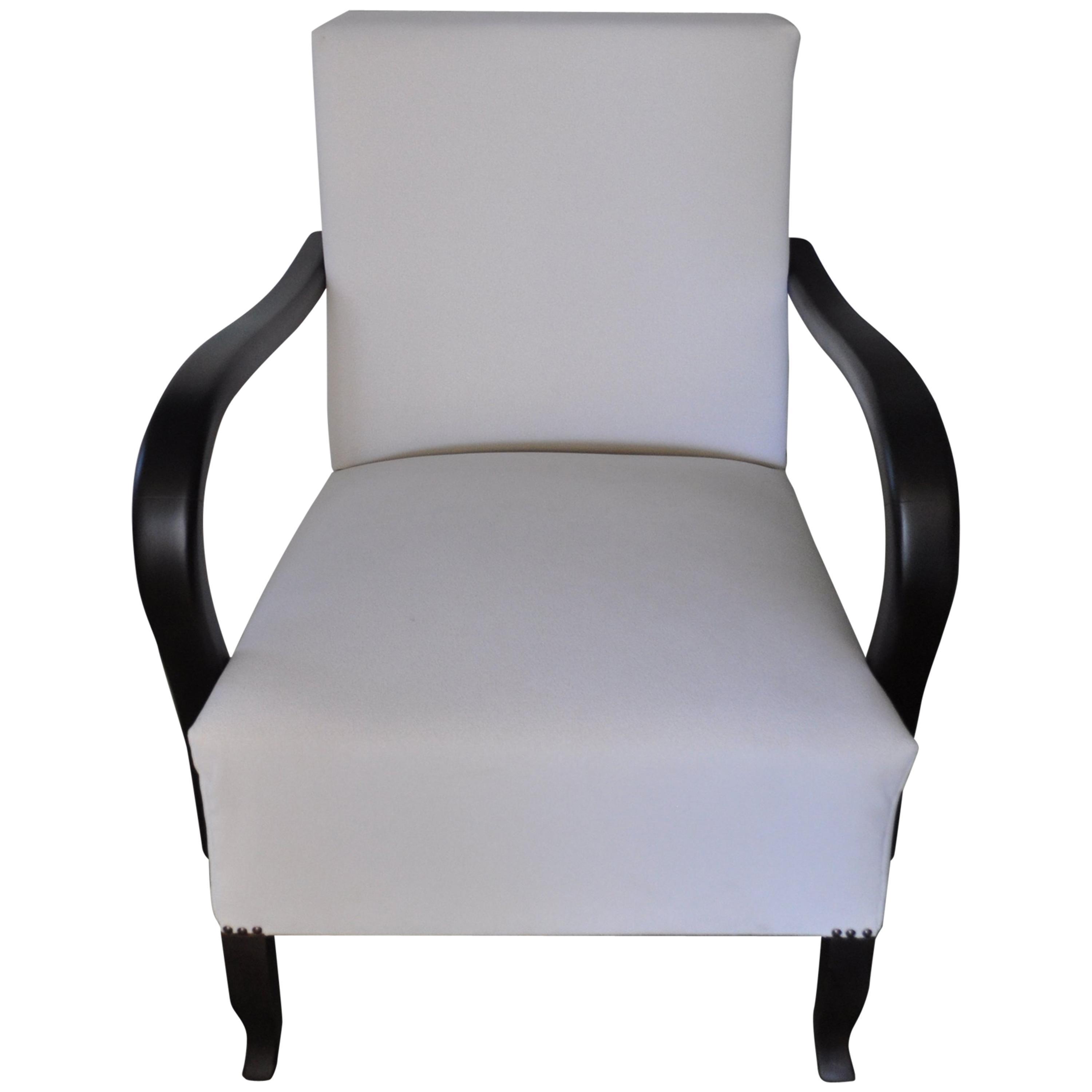 Art Deco White Armchair, Circa 1920s
