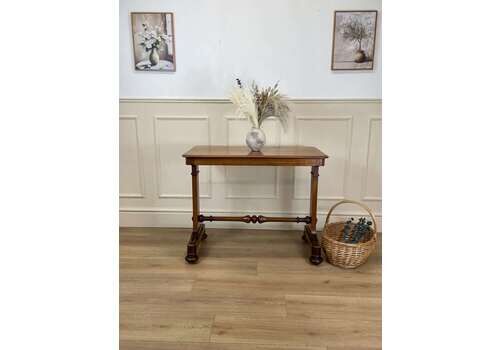 Antique Mahogany Victorian Console Table On Casters