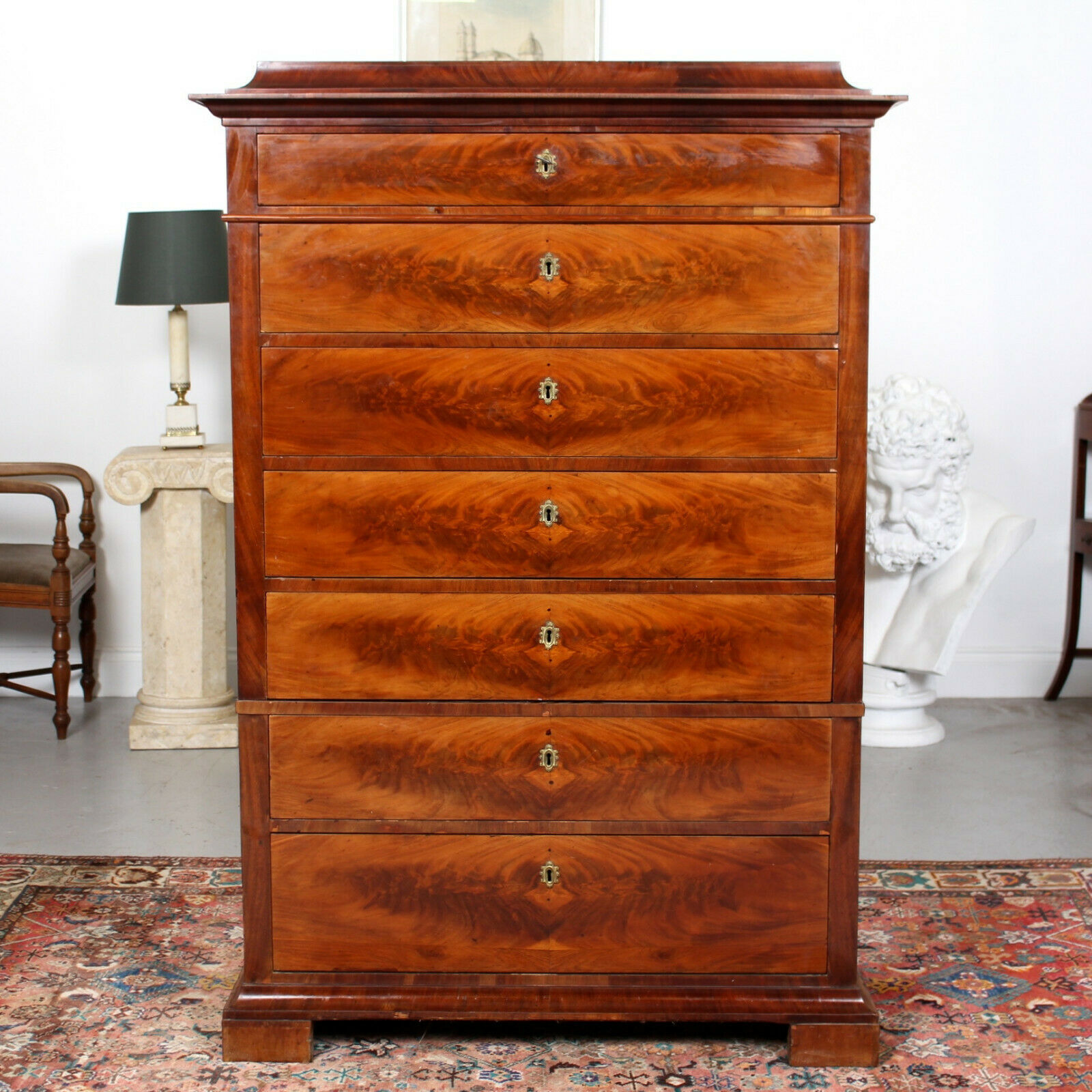 Large Antique Danish Biedermeier Chest Of Drawers 19th Century