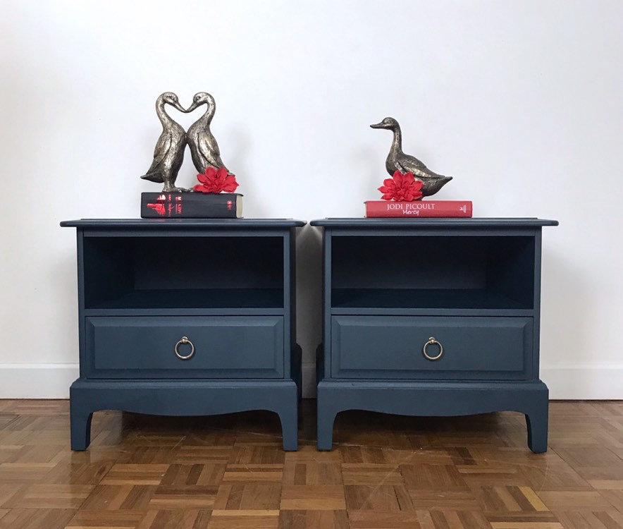 Dark Blue Bedside Drawers By Stag Minstrel Chest Of Drawers And