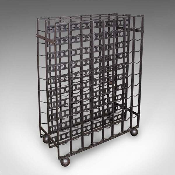 Large Antique 160 Bottle Chateau Wine Rack, French Iron, Cellar