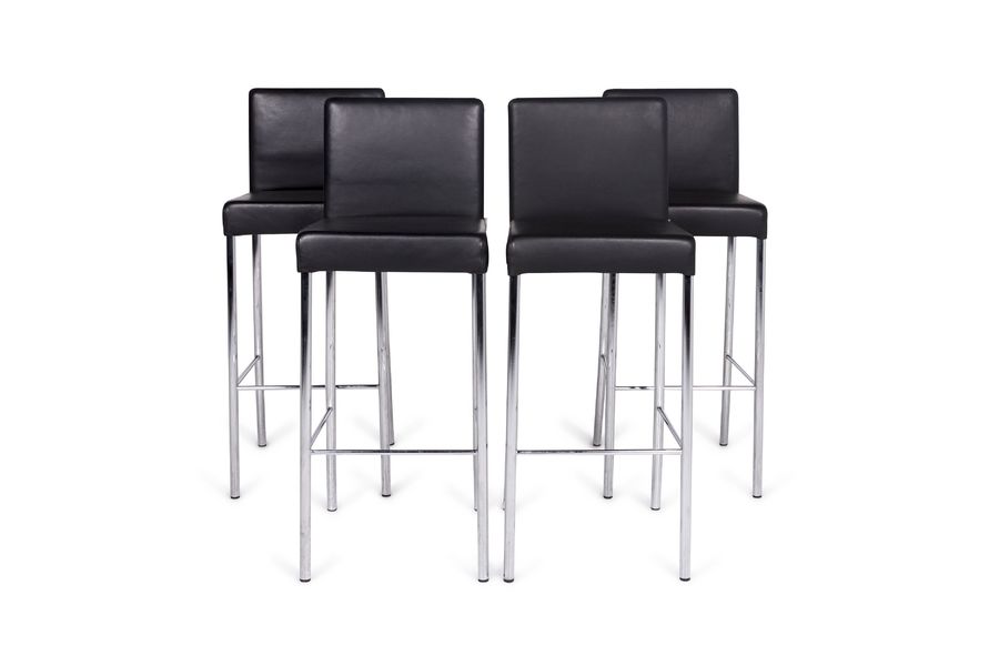 Walter Knoll Designer Leather Bar Stool Set Black 9411 Walter Knoll Designer Leather Bar Stool Set Black 9411 Photo 1