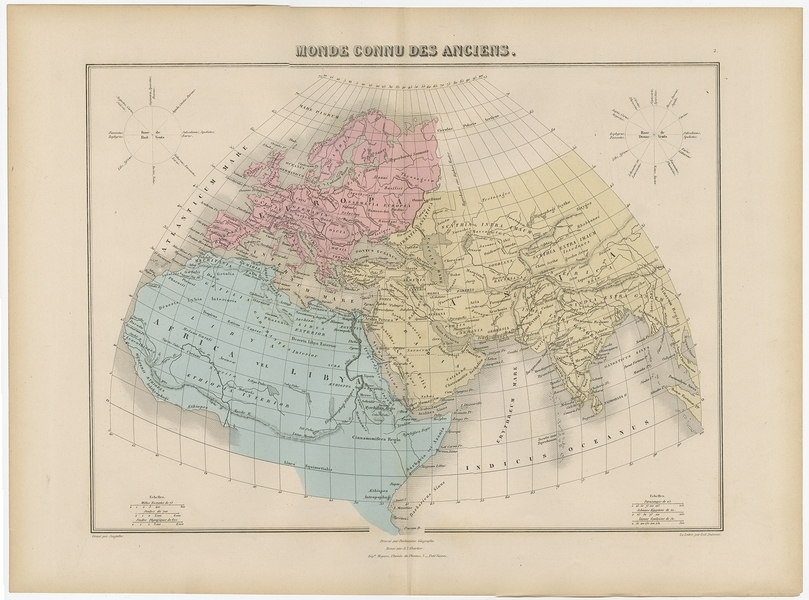 Antique World Map Before The Voyages Of Christopher Columbus By Migeon (1880)