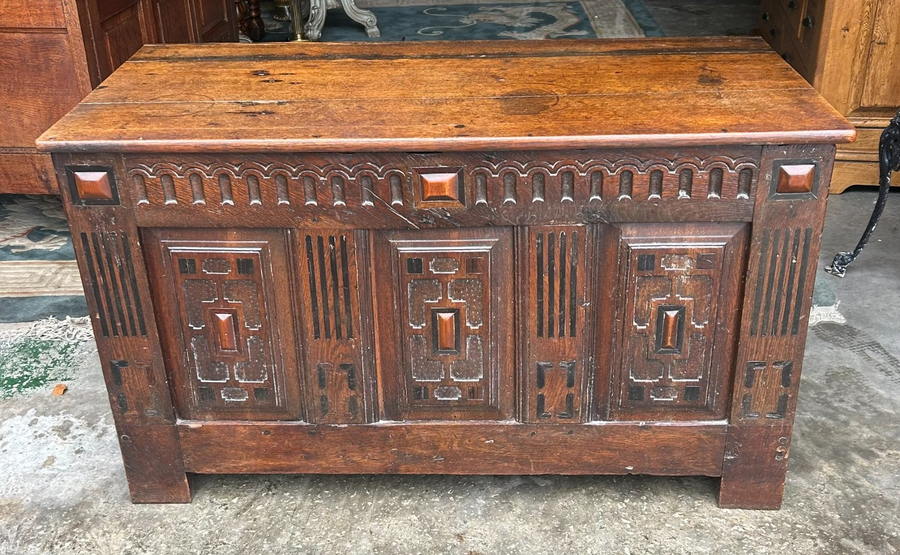 19th Century Antique Jacobean Style Carved Country Made Blanket Box ...