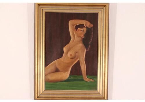 Original Mid Century Swedish Oil On Canvas – “Sitting Woman” By Widell – Vintage & Framed – 81 × 59 Cm (31.9" × 23.2")
