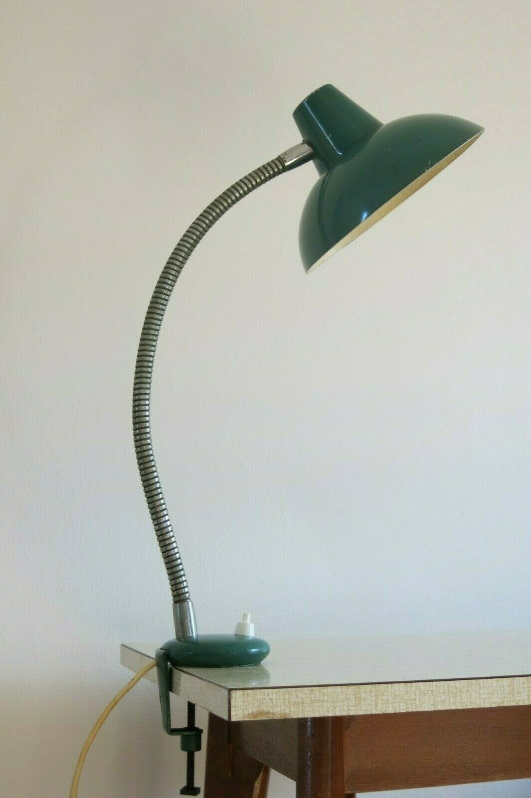 Vintage Mid Century Green Surface Clamp Desk Lamp