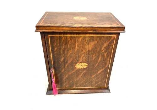 Antique Victorian Wooden Oak Tabletop / Desk Storage Cabinet Box Cupboard C.1890