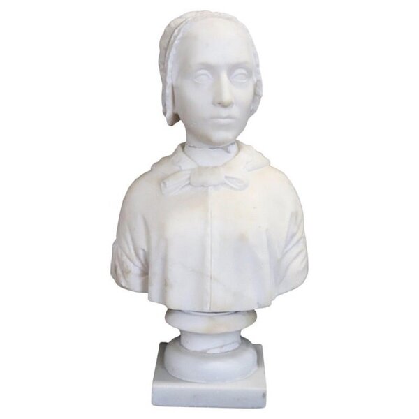 Bust Of A Lady, 19th Century, White Marble Sculpture | Vinterior