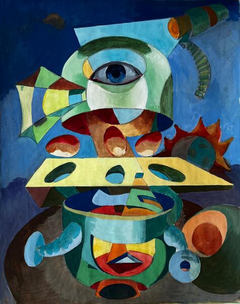 Guy Nicodsurreal Abstract Composition With Central Eye And Geometric ...