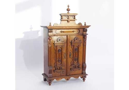 Antique Solid Oak Cabinet Gothic Style, Vintage Hand Carved Wooden Cupboard, Rustic European Storage Furniture, Farmhouse Decor