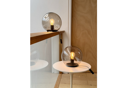 2 Ikea Fado Table Lamps Smoked Glass 25cm Modern Light Home Decor Lighting