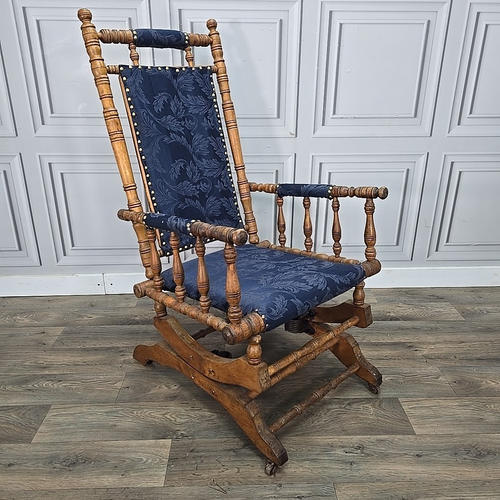 Antique Victorian American Rocker Platform Sprung Turned Wooden Rocking ...