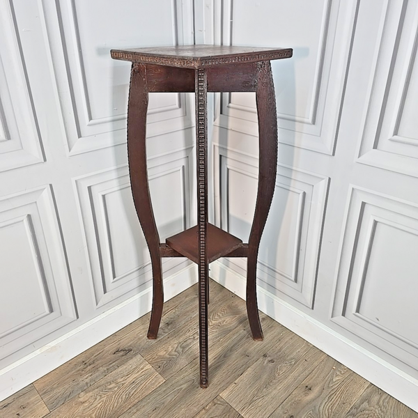 Antique Plant Stand Arts & Crafts Solid Oak – Tall Two Tier Display ...