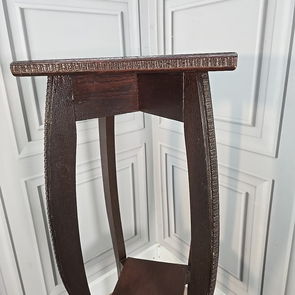 Antique Plant Stand Arts & Crafts Solid Oak – Tall Two Tier Display ...