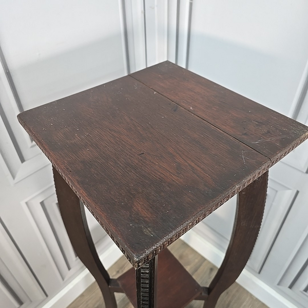 Antique Plant Stand Arts & Crafts Solid Oak – Tall Two Tier Display ...