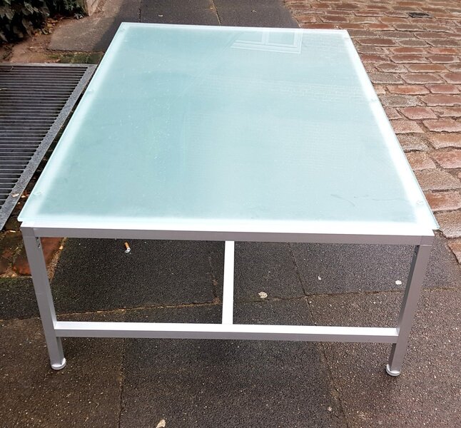 Rectangular Glass Display Table Rectangular Aluminum Frame Glass Table | Vinterior