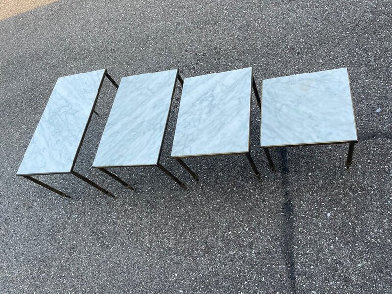 Stacking Stone Table Mid Century Marble And Brass Stacking Tables, Set Of 4 | Vinterior