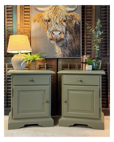 Large Pair Of Painted Bedside Tables, In Treron By Farrow & Ball ...