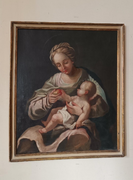 Antique Oil Painting On Canvas Madonna With Child 18th Century | Vinterior