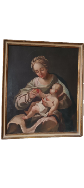 Antique Oil Painting On Canvas Madonna With Child 18th Century | Vinterior