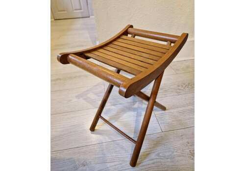 Vintage Wooden Slatted Folding Stool, Or Side Table