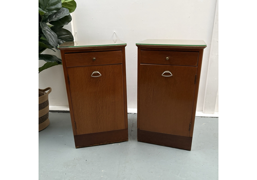 Pair Of Lebus Bedside Cabinet / Art Deco Oak Style Pot Cupboard