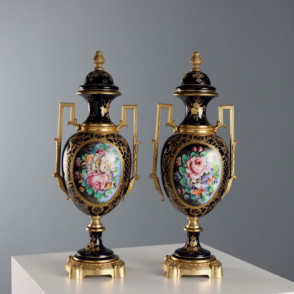 Antique Vases Porcelain Gilded Bronze Decorations XX Century | Vinterior