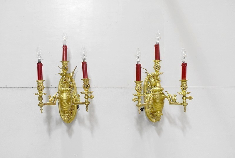 Important Pair Of Bronze Sconces, Nap. III