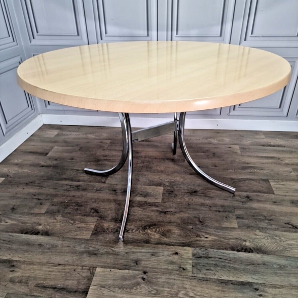 Retro Modern Table Top Retro Chrome Dining Table Modernist Round Frovi Wood Top Mid Century ...