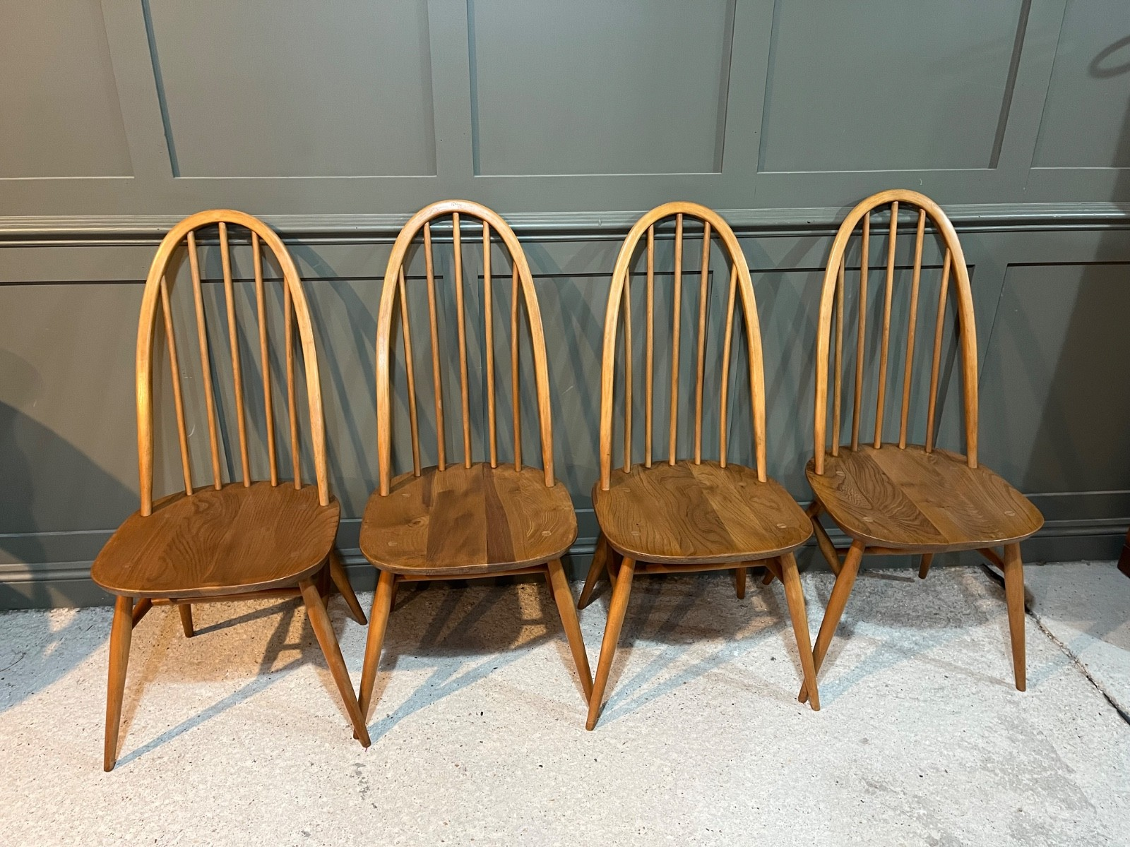 Vintage Ercol Chairs Quaker Model 365 Blonde Wood Tone 1960’s
