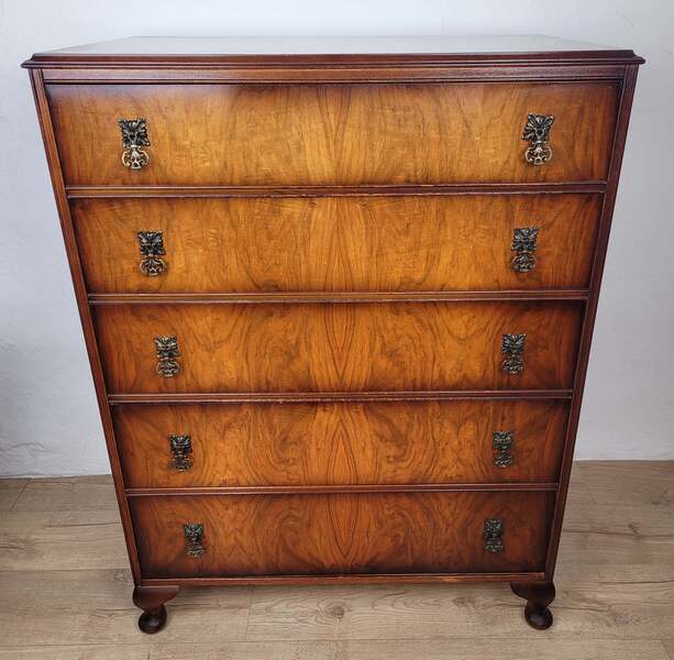 Chest Of Drawers 5 Vintage 1950s Mahogany Antique | Vinterior