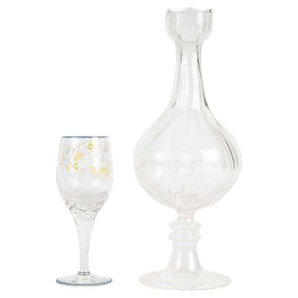 Carafe And Cedère Glass, Enameled, Crystal, Early 20th Century. | Vinterior