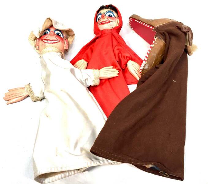 Antique Set Of Little Red Riding Hood Character Hand Puppets By Joe ...