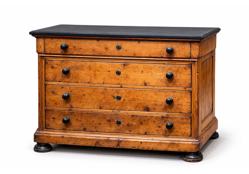 Antique Pine Chest Of Drawers With Slate Top, 1890s