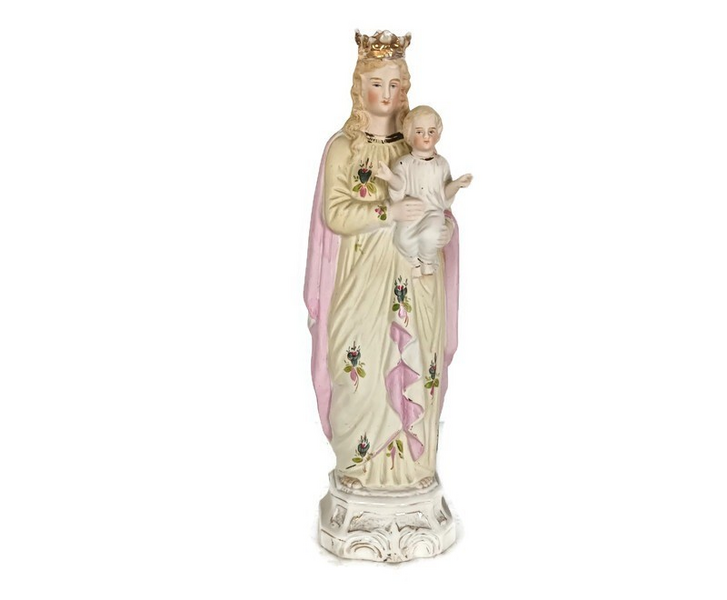 Small French Antique Bisque Statue Virgin Mary Lady Madonna Infant ...