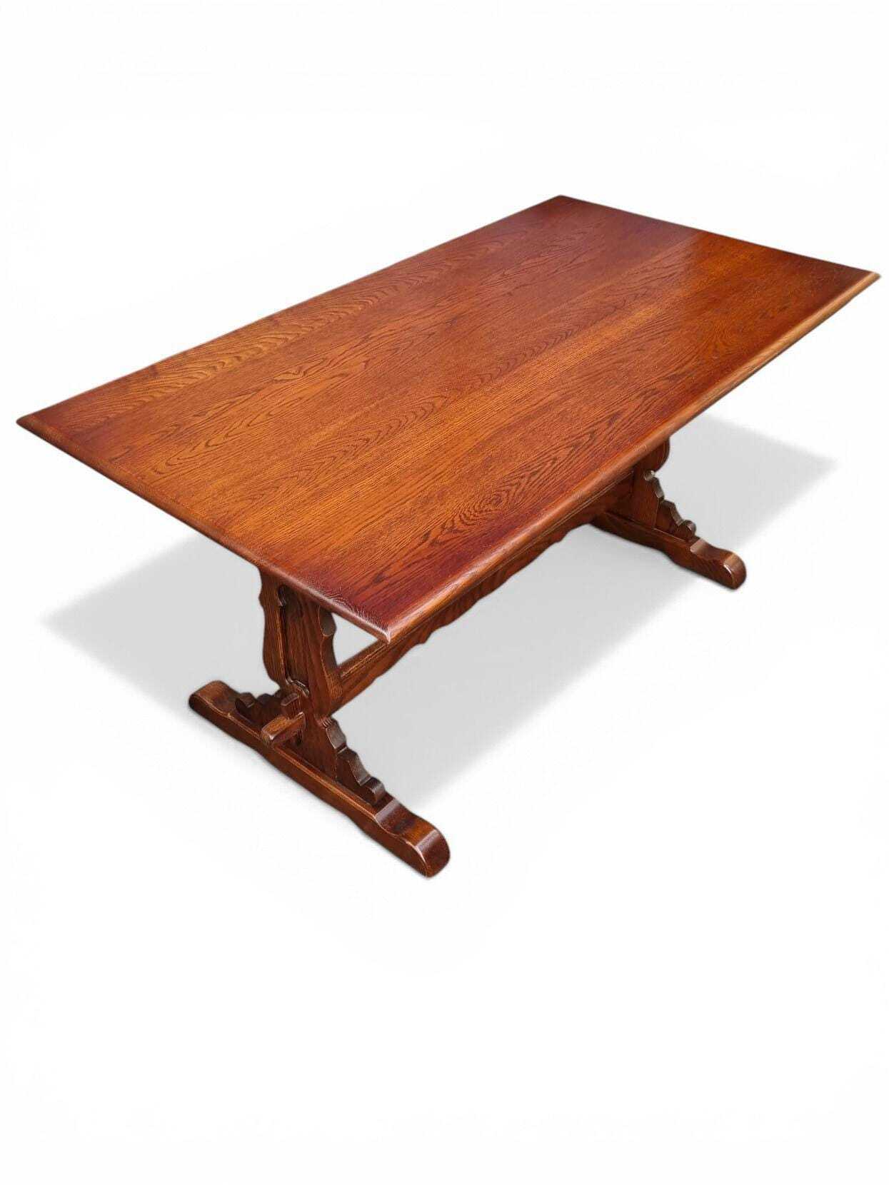 Vintage Old Charm Wood Bros Oak Dining Table / Tudor Brown / C1970
