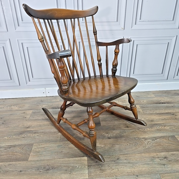 Yugoslavian Rocking Chair Retro Rocking Windsor Chair Vintage Stoe (Yugoslavia) Wooden Arm Seat ...