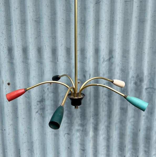 Vintage Italian Mid Century Sputnik Atomic Ceiling Light Lamp 5 Arm ...