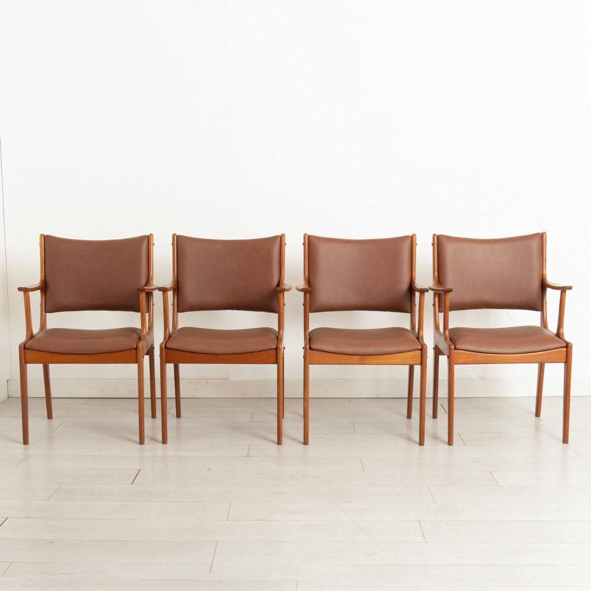 Set Of 4 Danish Midcentury Armchairs In Teak By Johannes Andersen For Uldum Mobelfabrik C.1965, Newly Reupholstered