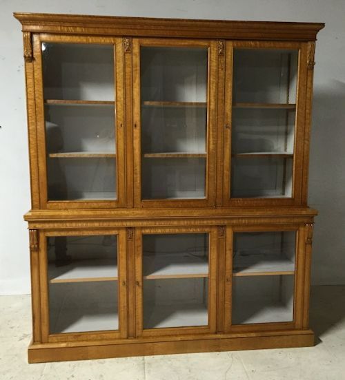 A 19th C Birds Eye Maple Six Door Glazed Bookcase