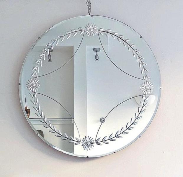 Massive Vintage Sparkling Round Mirror