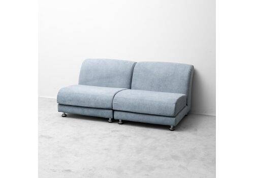 Vintage 2 Seater Modular Sofa In Light Blue Fabric, 1970s Modern Antiques