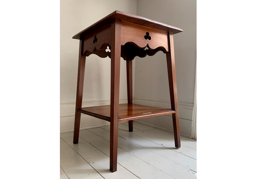 Antique Arts & Craft Carved Oak Two Tier Large Side Table