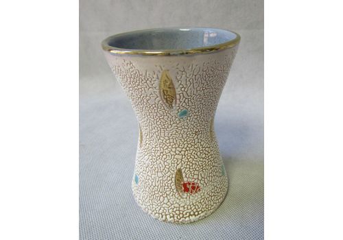 Vintage 1950s Italian White Dot Volpi Deruta Ceramic Vase Italy
